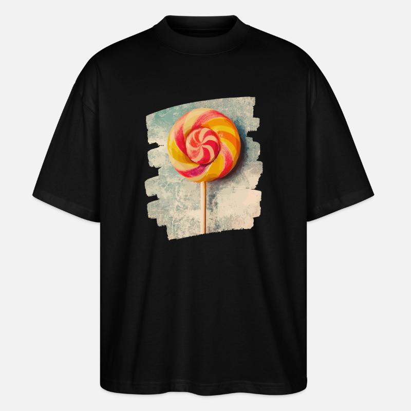 Lollipop Lutscher Bonbon Süssigkeit - Stanley/Stella Oversized Unisex Bio T-Shirt Blaster 2.0 - Schwarz