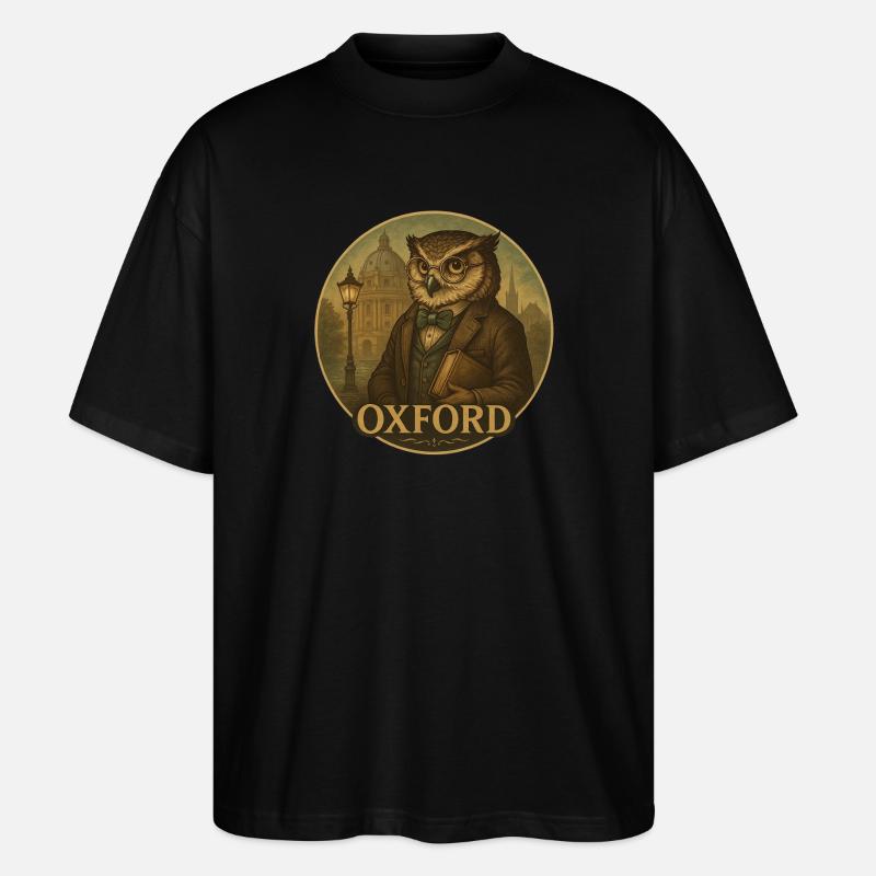 Professor Eule – Oxford Wisdom - Stanley/Stella Oversized Unisex Bio T-Shirt Blaster 2.0 - Schwarz