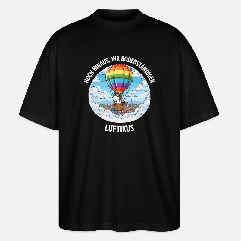 Luftikus-Einhorn - Stanley/Stella Oversized Unisex Bio T-Shirt Blaster 2.0 - Schwarz