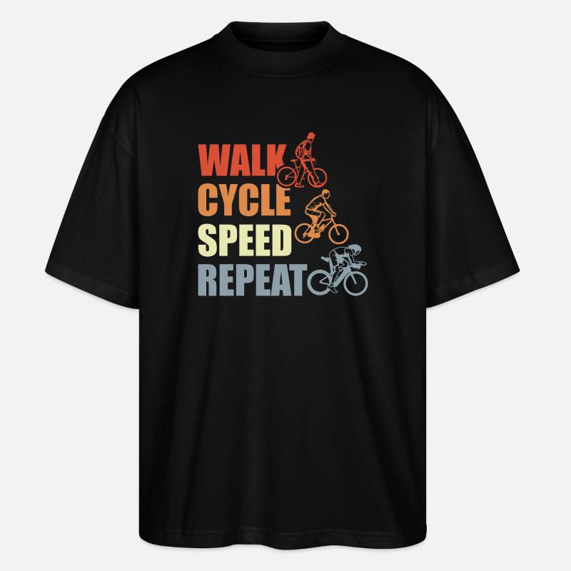 Radfahren Routine - Stanley/Stella Oversized Unisex Bio T-Shirt Blaster 2.0 - Schwarz