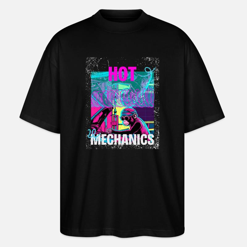 Hot Mechanics – Neon Monkey Garage Design - Stanley/Stella Oversized Unisex Bio T-Shirt Blaster 2.0 - Schwarz