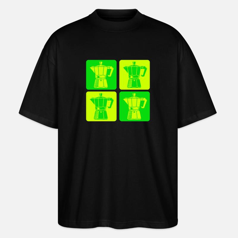 Retro Espressokocher Pop Art - Stanley/Stella Oversized Unisex Bio T-Shirt Blaster 2.0 - Schwarz