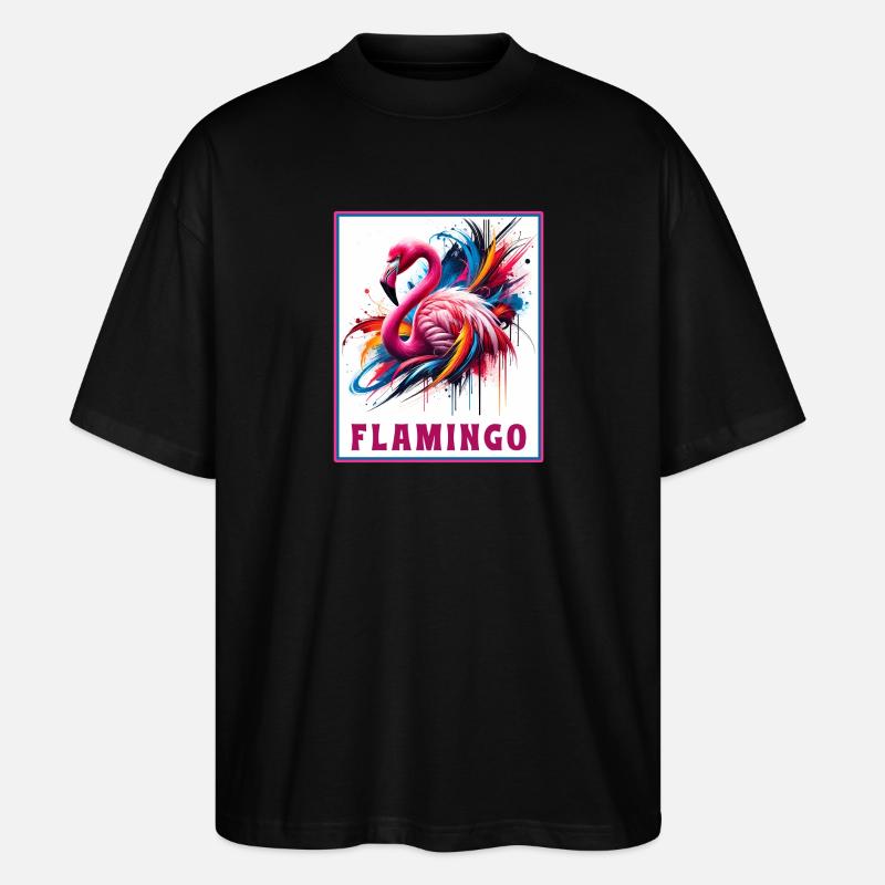 Graffiti Flamingo Explosion - Stanley/Stella Oversized Unisex Bio T-Shirt Blaster 2.0 - Schwarz