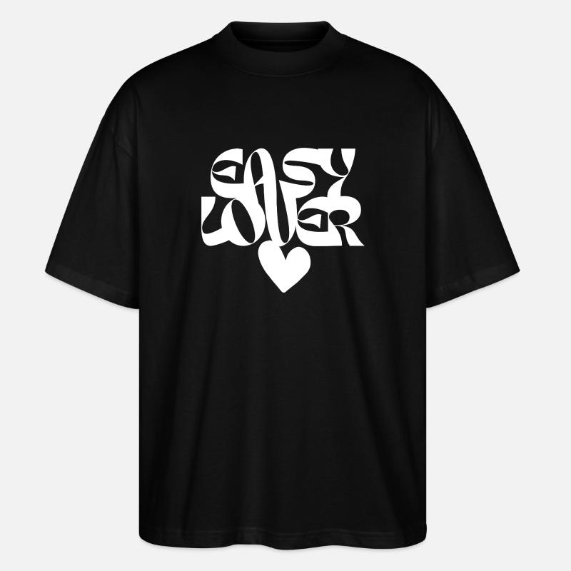 Liebe Herz Abstrakte Typografie - Stanley/Stella Oversized Unisex Bio T-Shirt Blaster 2.0 - Schwarz