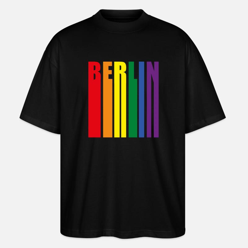 Berlin Regenbogen Pride Geschenk - Stanley/Stella Oversized Unisex Bio T-Shirt Blaster 2.0 - Schwarz