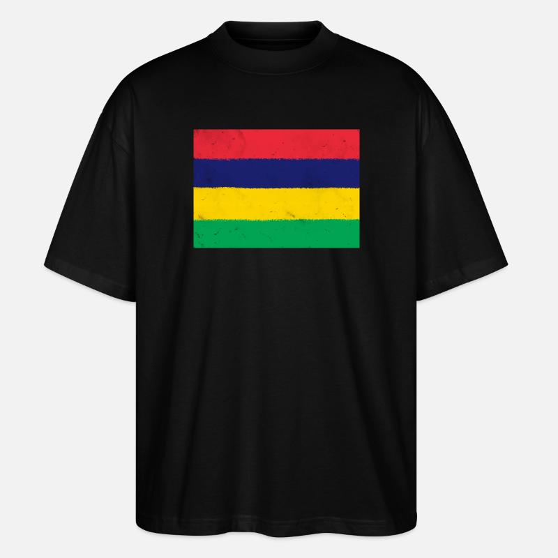Flagge von Mauritius - Stanley/Stella Oversized Unisex Bio T-Shirt Blaster 2.0 - Schwarz