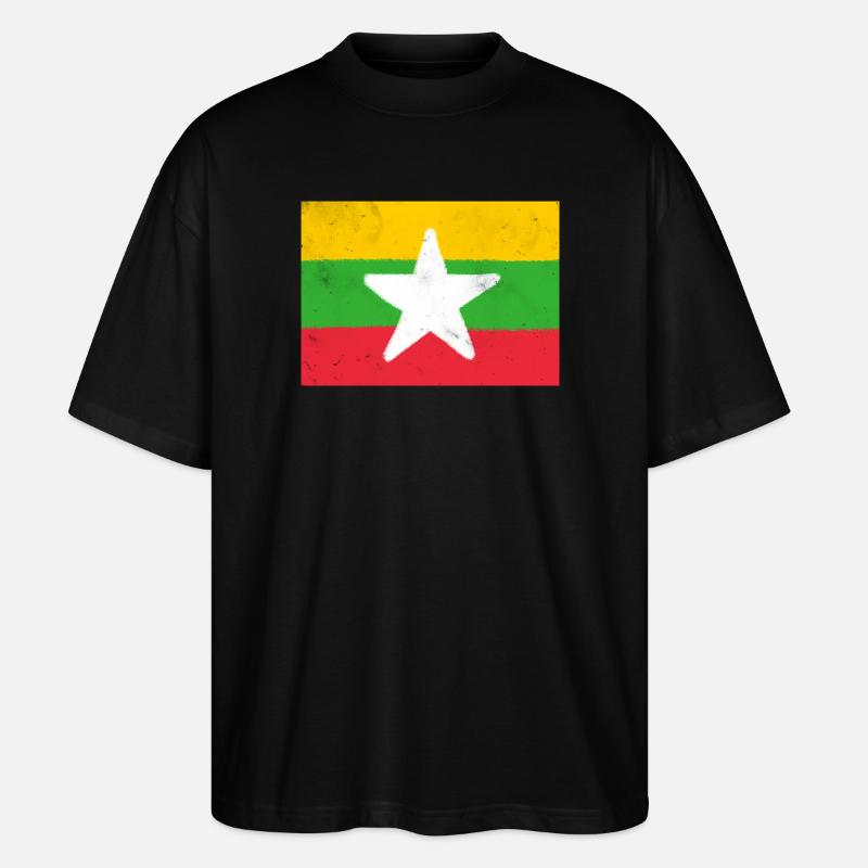 Drapeau du Myanmar - T-shirt bio Blaster 2.0 coupe oversize Stanley/Stella Unisexe - noir