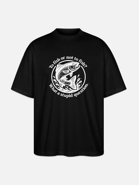 Funny fish motif with question - Stanley/Stella Oversized Unisex Organic T-shirt Blaster 2.0 - black