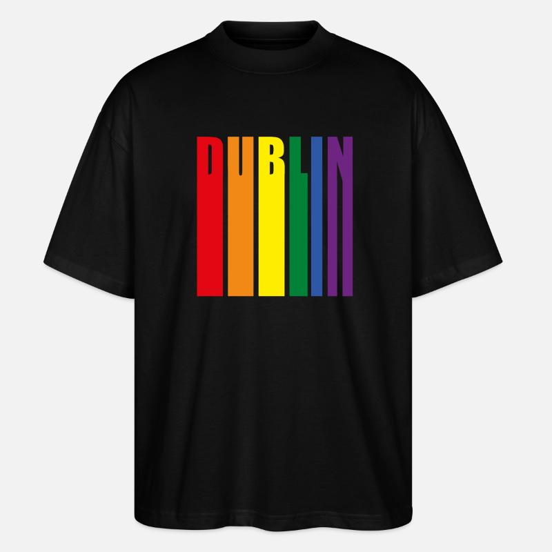 Dublin Regenbogen Pride Geschenk - Stanley/Stella Oversized Unisex Bio T-Shirt Blaster 2.0 - Schwarz