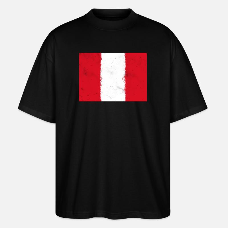 Flagge von Peru - Stanley/Stella Oversized Unisex Bio T-Shirt Blaster 2.0 - Schwarz