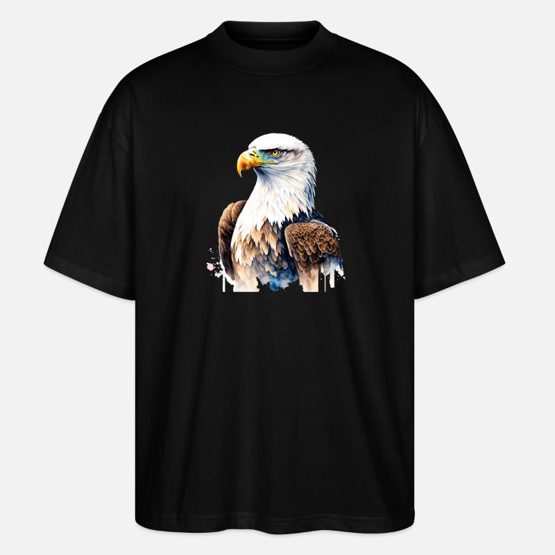 Portrait d’aigle majestueux à l’aquarelle - T-shirt bio Blaster 2.0 coupe oversize Stanley/Stella Unisexe - noir