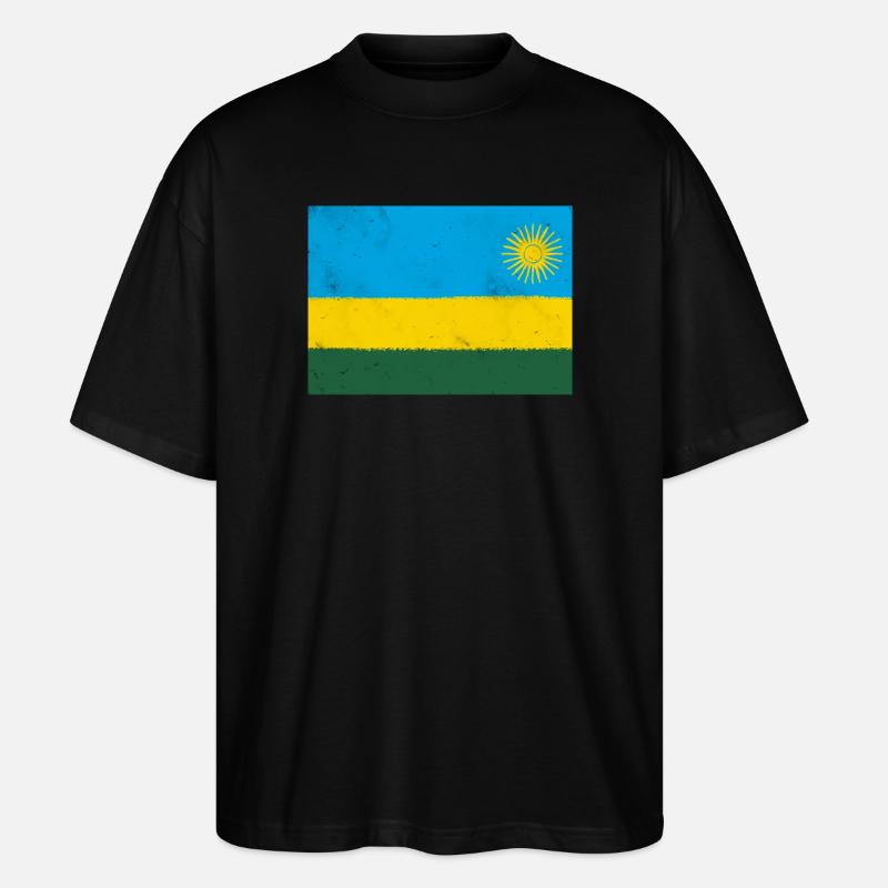 Flagge von Ruanda - Stanley/Stella Oversized Unisex Bio T-Shirt Blaster 2.0 - Schwarz