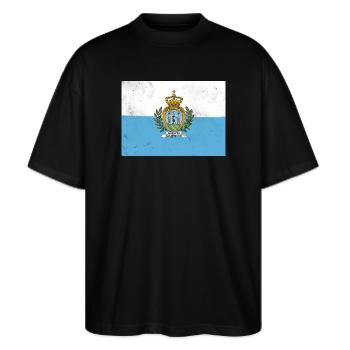 Drapeau de Saint-Marin - T-shirt bio Blaster 2.0 coupe oversize Stanley/Stella Unisexe - noir - Devant - Alina (178cm) & Michal (187cm)