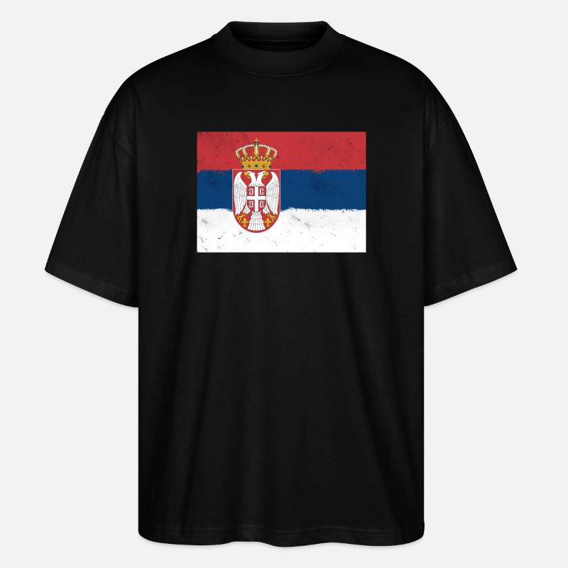 Drapeau de la Serbie - T-shirt bio Blaster 2.0 coupe oversize Stanley/Stella Unisexe - noir