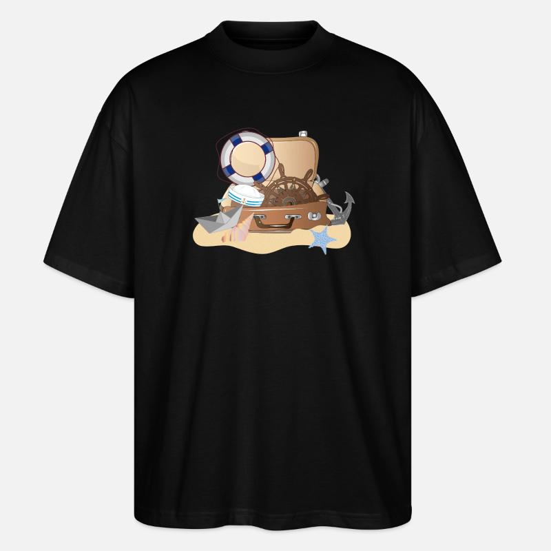 Maritimer Koffer – Nautisches Urlaubsdesign - Stanley/Stella Oversized Unisex Bio T-Shirt Blaster 2.0 - Schwarz