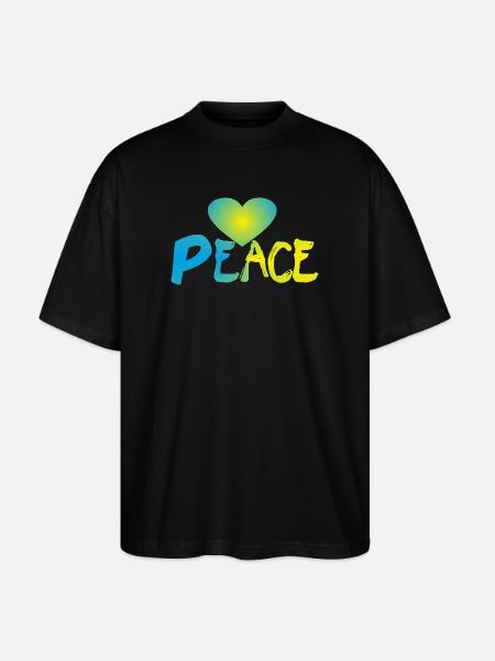 Peace Herz Frieden Friedenszeichen - Stanley/Stella Oversized Unisex Bio T-Shirt Blaster 2.0 - Schwarz