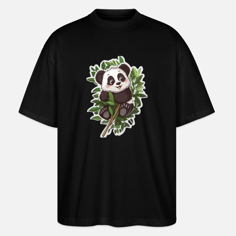 Süsser Pandabär - Stanley/Stella Oversized Unisex Bio T-Shirt Blaster 2.0 - Schwarz