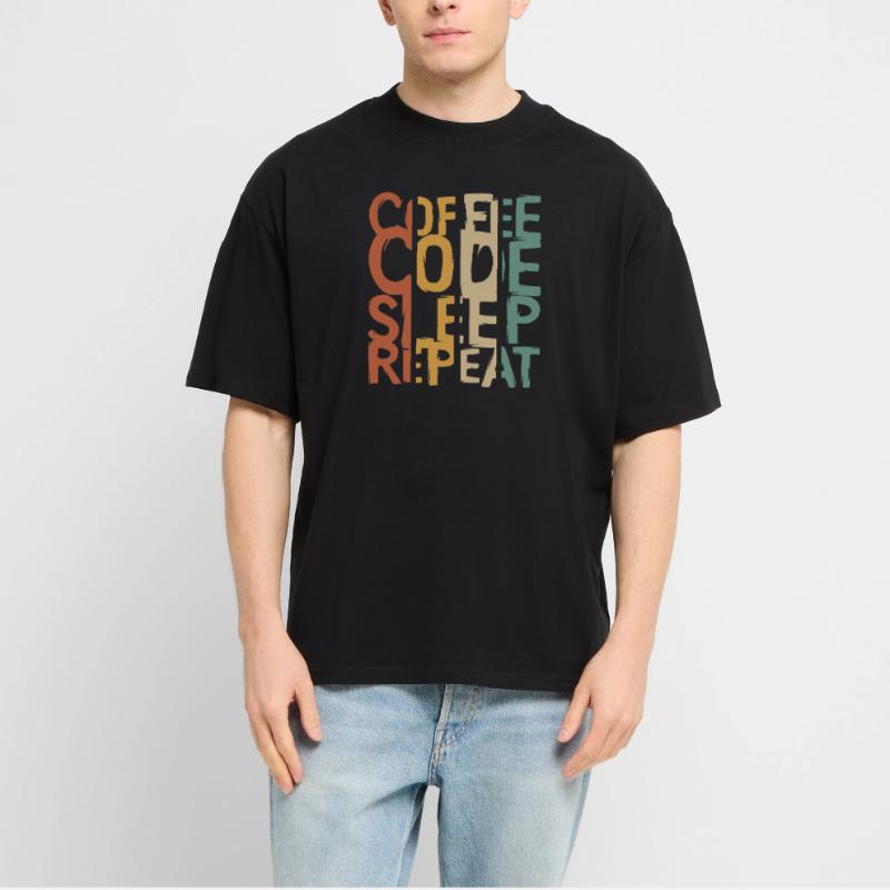 Coffee Code Sleep Repeat – Conception pour les développeurs T-shirt bio Blaster 2.0 coupe oversize Stanley/Stella Unisexe