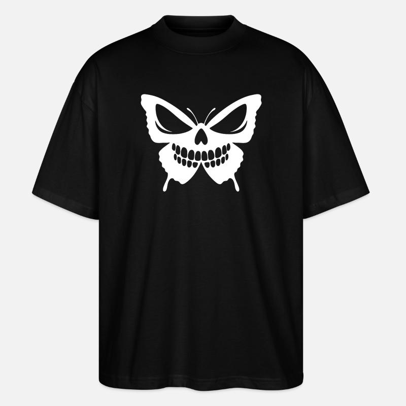 Conception complexe de crâne de papillon - T-shirt bio Blaster 2.0 coupe oversize Stanley/Stella Unisexe - noir