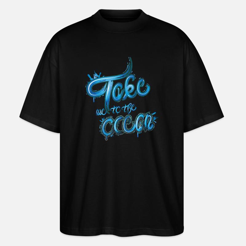 Emmenez-moi à l’océan en disant - T-shirt bio Blaster 2.0 coupe oversize Stanley/Stella Unisexe - noir