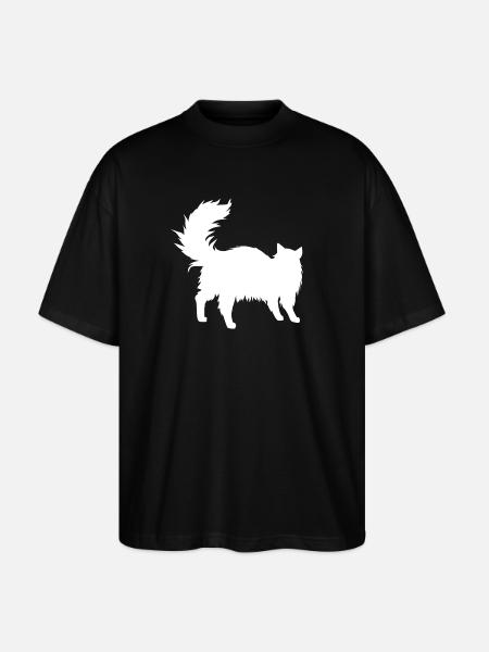 Fluffige Katzen-Silhouette - Stanley/Stella Oversized Unisex Bio T-Shirt Blaster 2.0 - Schwarz