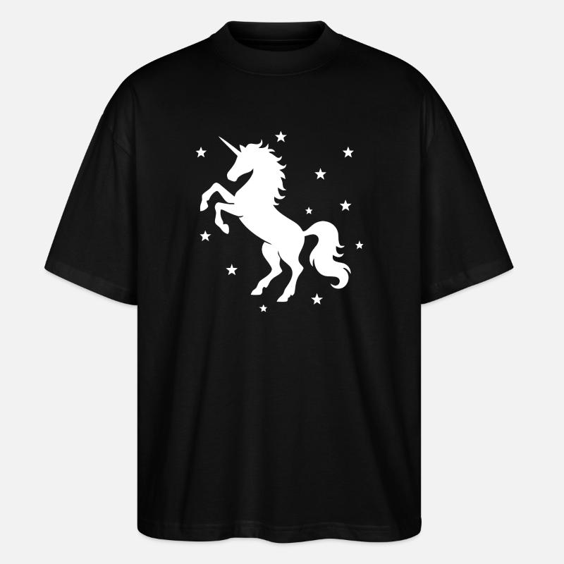 Mystisches Einhorn Nachthimmel Design - Stanley/Stella Oversized Unisex Bio T-Shirt Blaster 2.0 - Schwarz