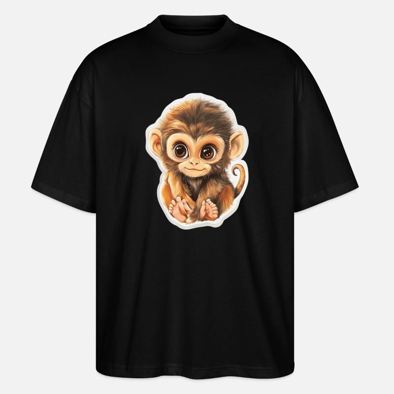 Affe Süsses Äffchen Geschenk für Affenfans - Stanley/Stella Oversized Unisex Bio T-Shirt Blaster 2.0 - Schwarz