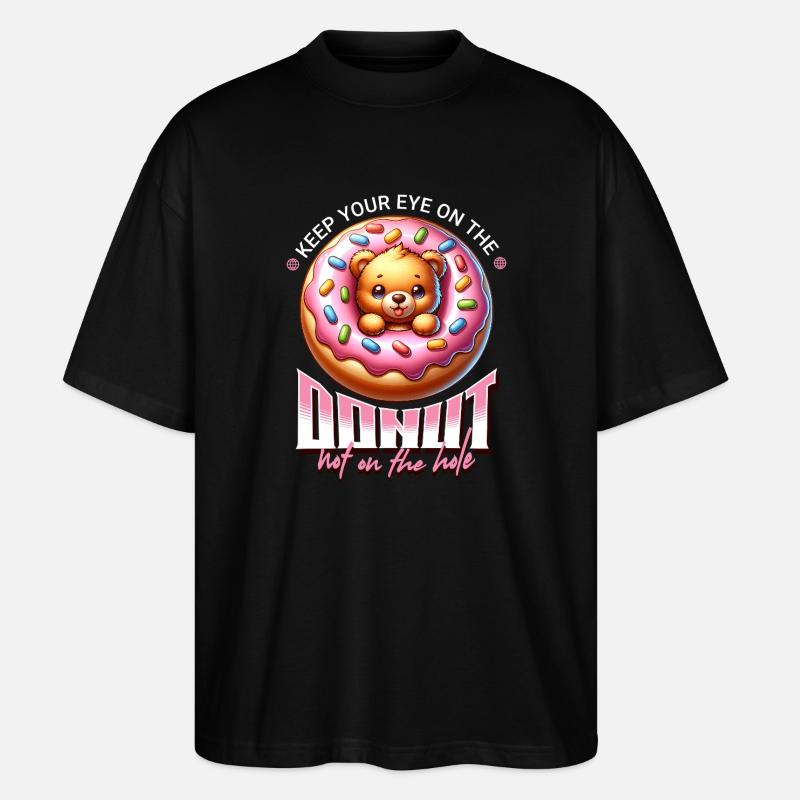 Motif d’ours donuts avec glaçage - T-shirt bio Blaster 2.0 coupe oversize Stanley/Stella Unisexe - noir