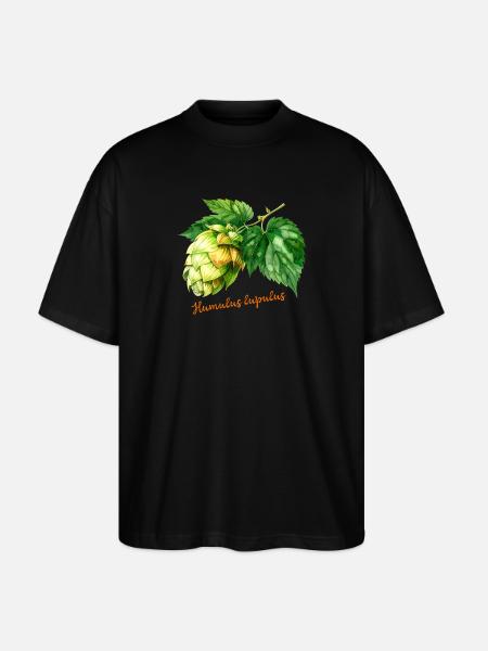 Humulus lupulus - botanical illustration - Stanley/Stella Oversized Unisex Organic T-shirt Blaster 2.0 - black