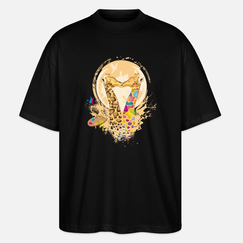 Bunte verliebte Giraffen im Graffiti Stil - Stanley/Stella Oversized Unisex Bio T-Shirt Blaster 2.0 - Schwarz