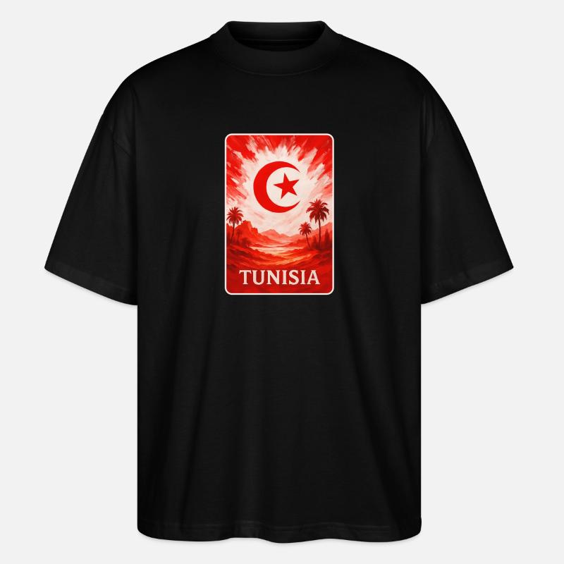Tunisie Désert Art avec drapeau - T-shirt bio Blaster 2.0 coupe oversize Stanley/Stella Unisexe - noir