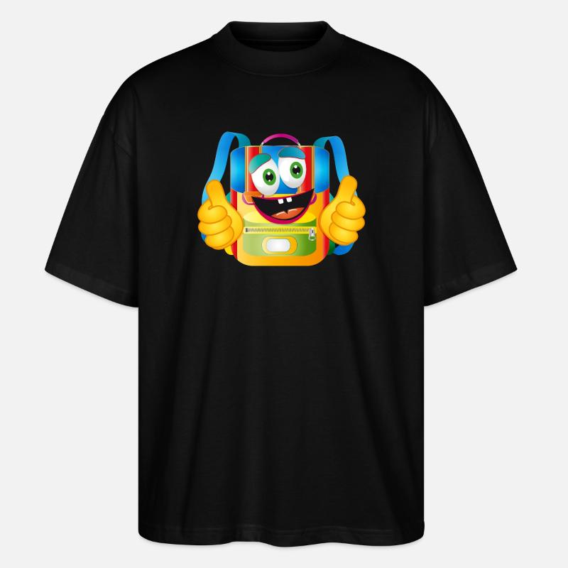 Lustiger Comic-Schulranzen mit Daumen hoch - Stanley/Stella Oversized Unisex Bio T-Shirt Blaster 2.0 - Schwarz