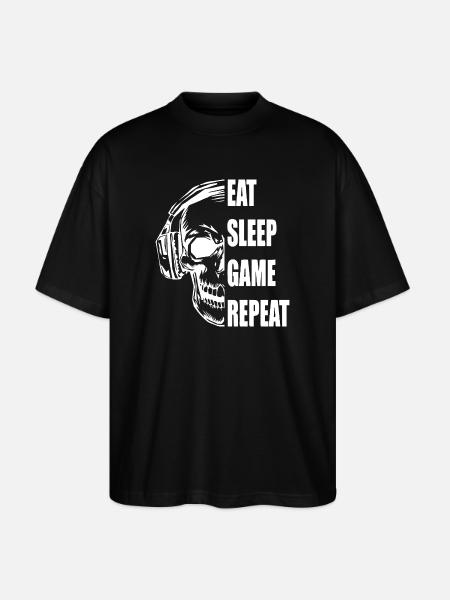 Skull with Headphones Gaming Quote - Stanley/Stella Oversized Unisex Organic T-shirt Blaster 2.0 - black