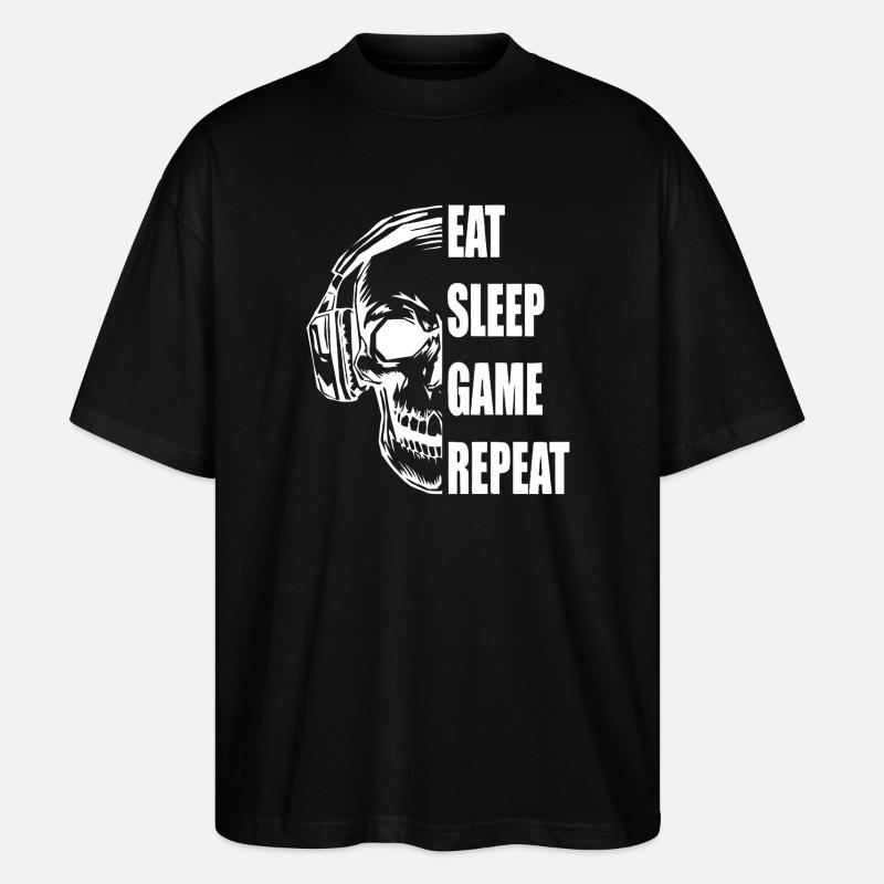 Crâne avec casque Citation de jeu - T-shirt bio Blaster 2.0 coupe oversize Stanley/Stella Unisexe - noir