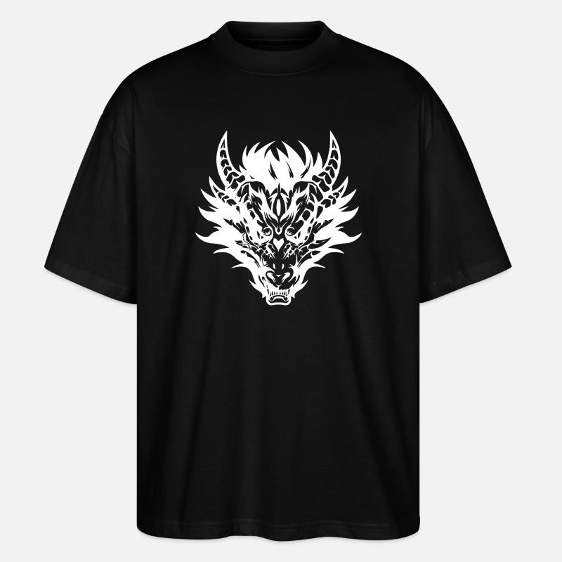Kompliziertes Design der Stammesdrachenmaske - Stanley/Stella Oversized Unisex Bio T-Shirt Blaster 2.0 - Schwarz