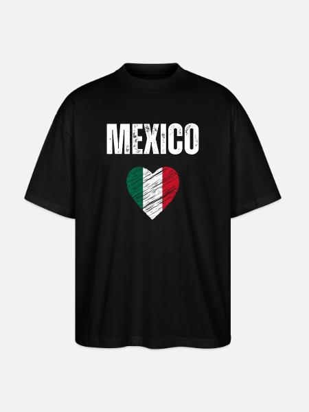 J’aime le Mexique, drapeau du Mexique - T-shirt bio Blaster 2.0 coupe oversize Stanley/Stella Unisexe - noir