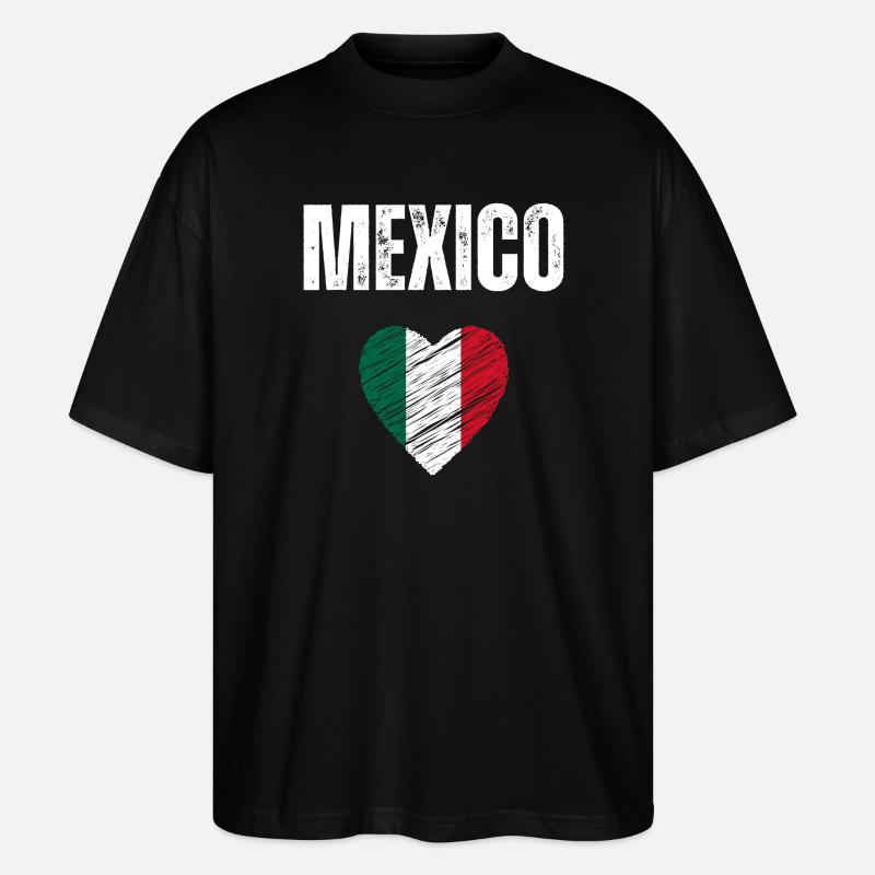 J’aime le Mexique, drapeau du Mexique - T-shirt bio Blaster 2.0 coupe oversize Stanley/Stella Unisexe - noir