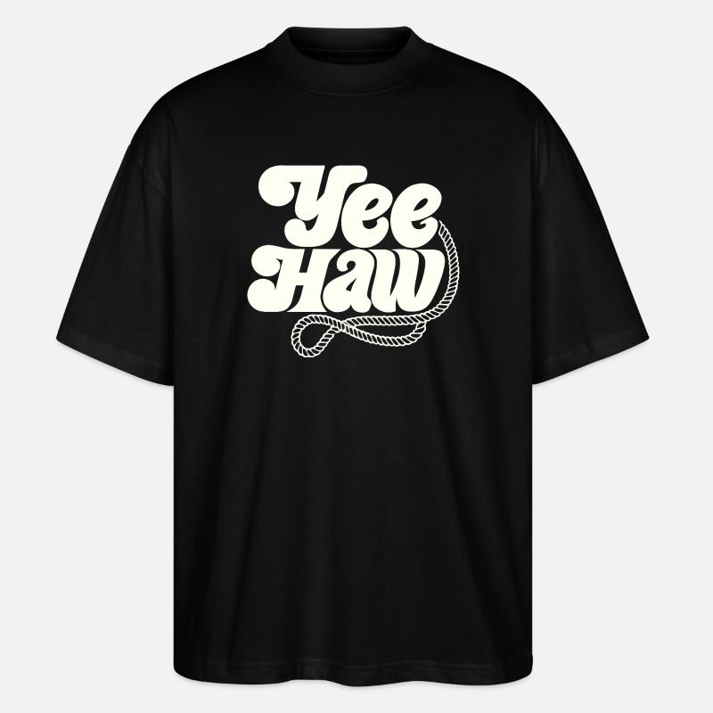 YEE HAW Lasso de cow-boy - T-shirt bio Blaster 2.0 coupe oversize Stanley/Stella Unisexe - noir