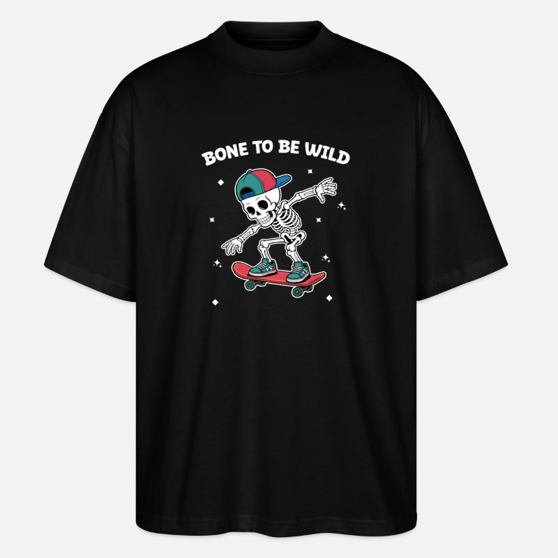 Skull Skeleton Skateboard Abenteuer - Stanley/Stella Oversized Unisex Bio T-Shirt Blaster 2.0 - Schwarz