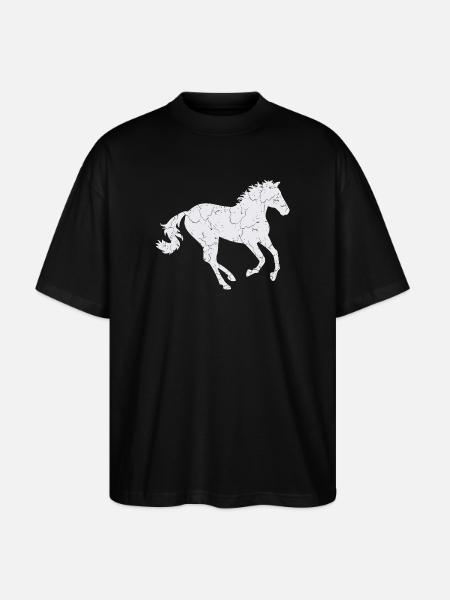 White horse galloping - Stanley/Stella Oversized Unisex Organic T-shirt Blaster 2.0 - black