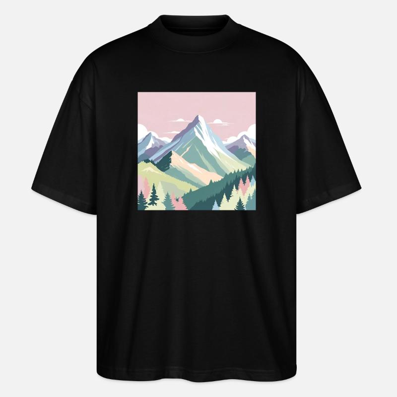 Abstrakte Berglandschaft mit Pastellfarben - Stanley/Stella Oversized Unisex Bio T-Shirt Blaster 2.0 - Schwarz