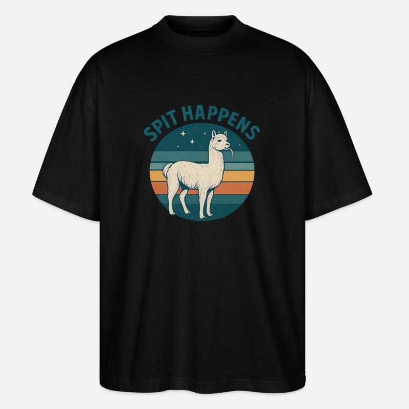 Spit Happens Witziges Alpaka - Stanley/Stella Oversized Unisex Bio T-Shirt Blaster 2.0 - Schwarz