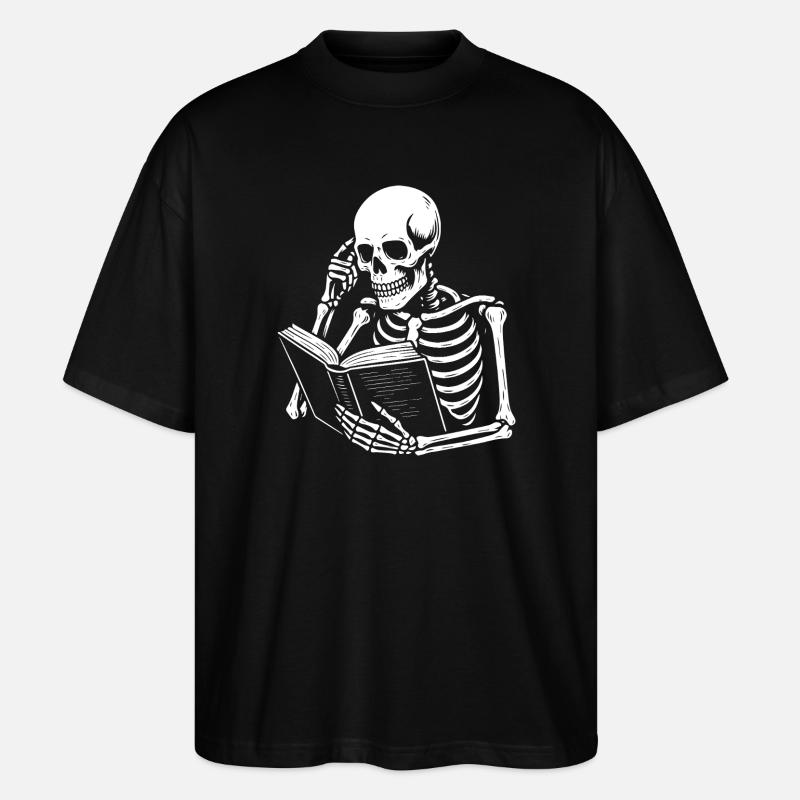 Stilvolles Skelett-Lesebuch - Stanley/Stella Oversized Unisex Bio T-Shirt Blaster 2.0 - Schwarz