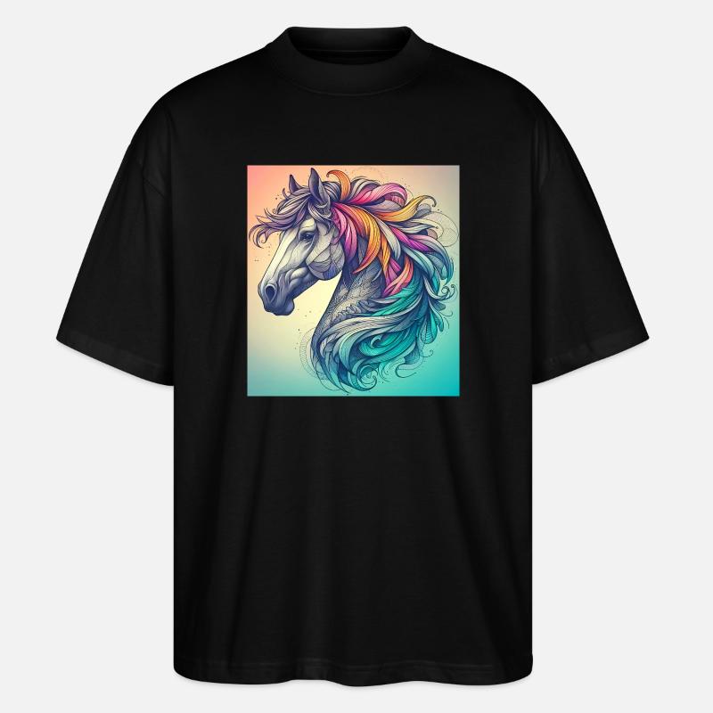 Pferd - Stanley/Stella Oversized Unisex Bio T-Shirt Blaster 2.0 - Schwarz