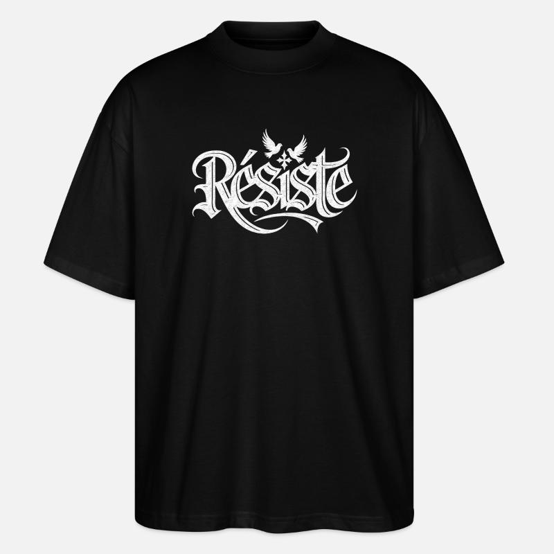Grafikdesign mit Tauben und Friedenssymbol - Stanley/Stella Oversized Unisex Bio T-Shirt Blaster 2.0 - Schwarz