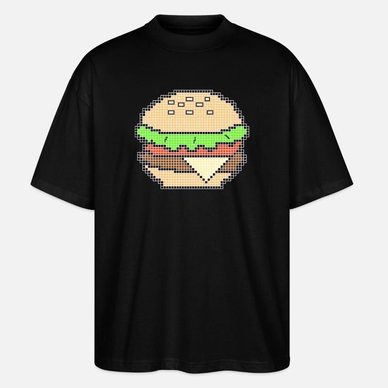 Pixel Art Cheeseburger Design - T-shirt bio Blaster 2.0 coupe oversize Stanley/Stella Unisexe - noir