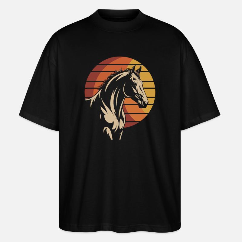 Elegantes Pferdedesign im Sonnenuntergangsstil - Stanley/Stella Oversized Unisex Bio T-Shirt Blaster 2.0 - Schwarz
