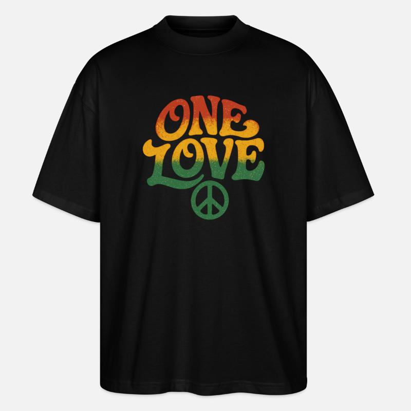 Frieden und Liebe Rasta-Design - Stanley/Stella Oversized Unisex Bio T-Shirt Blaster 2.0 - Schwarz