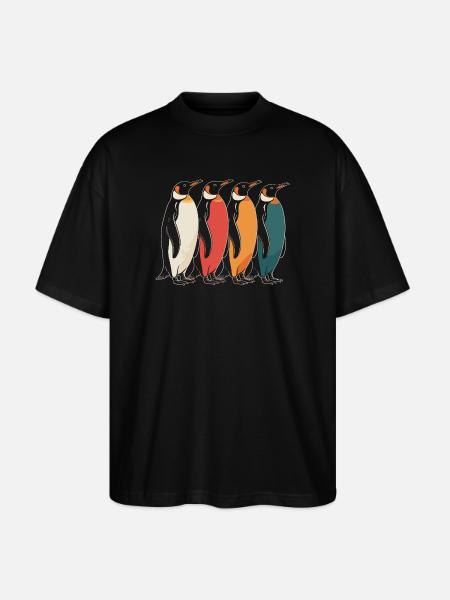Farbenfrohe Pinguine - Stanley/Stella Oversized Unisex Bio T-Shirt Blaster 2.0 - Schwarz