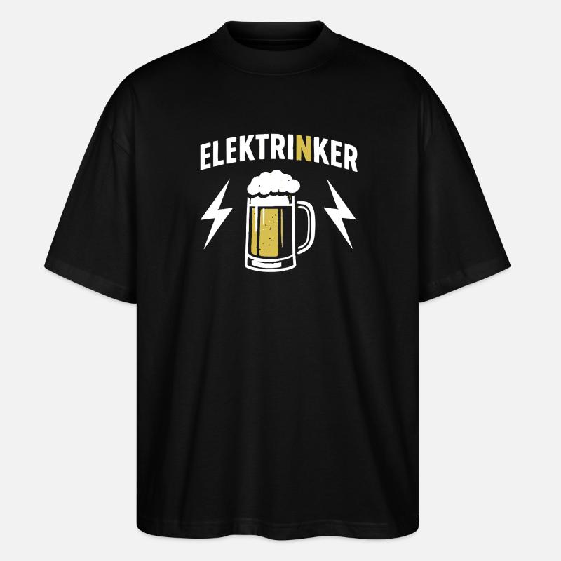 Elektrinker Bier & Blitz Geschenk Elektriker - Stanley/Stella Oversized Unisex Bio T-Shirt Blaster 2.0 - Schwarz